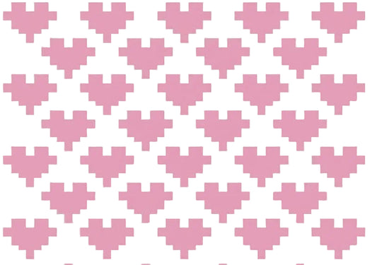 Pattern of pink hearts on a white background chunky-knit blanket