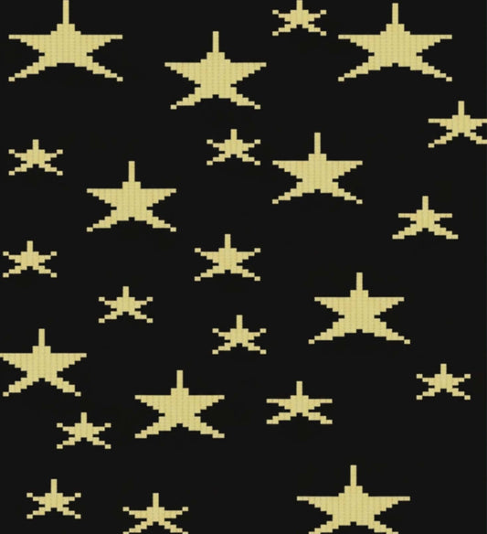 Pattern of beige stars on a black background