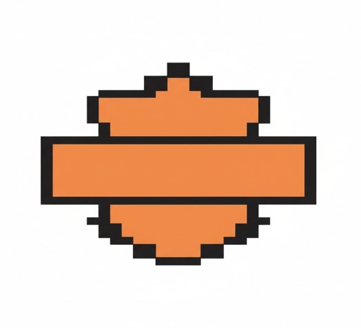 Pixelated Harley-Davidson logo on a white background