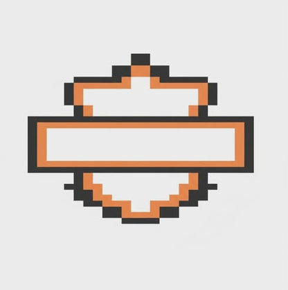 Pixelated design of a heart with a rectangular center on a light gray background