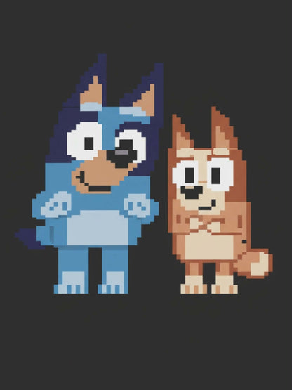 Pixel Bluey and Bingo