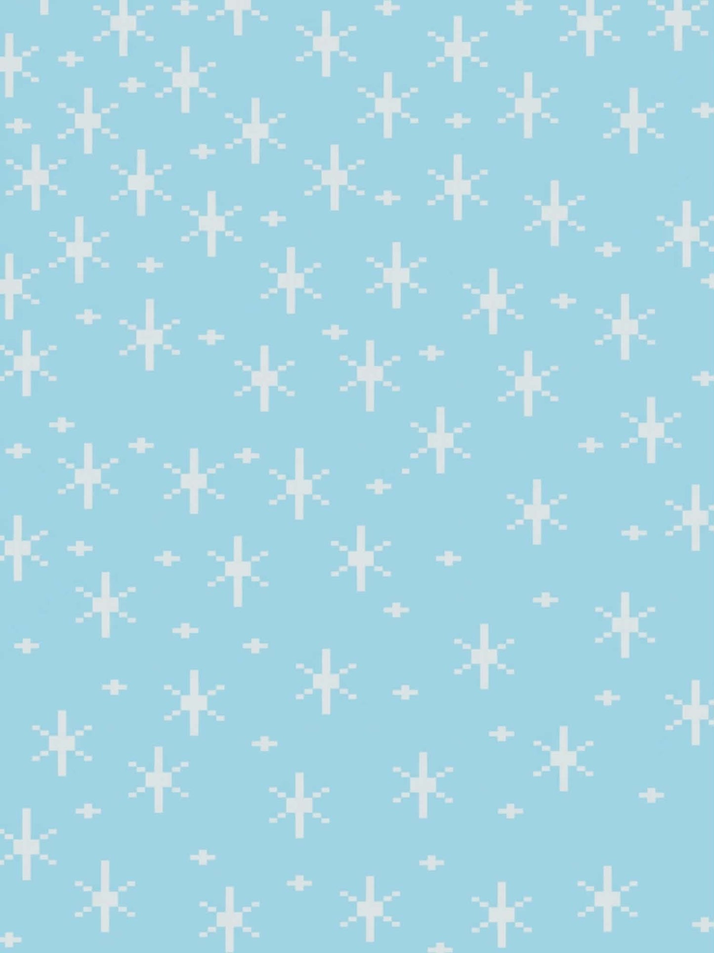 Pattern of white snowflakes on a light blue background
