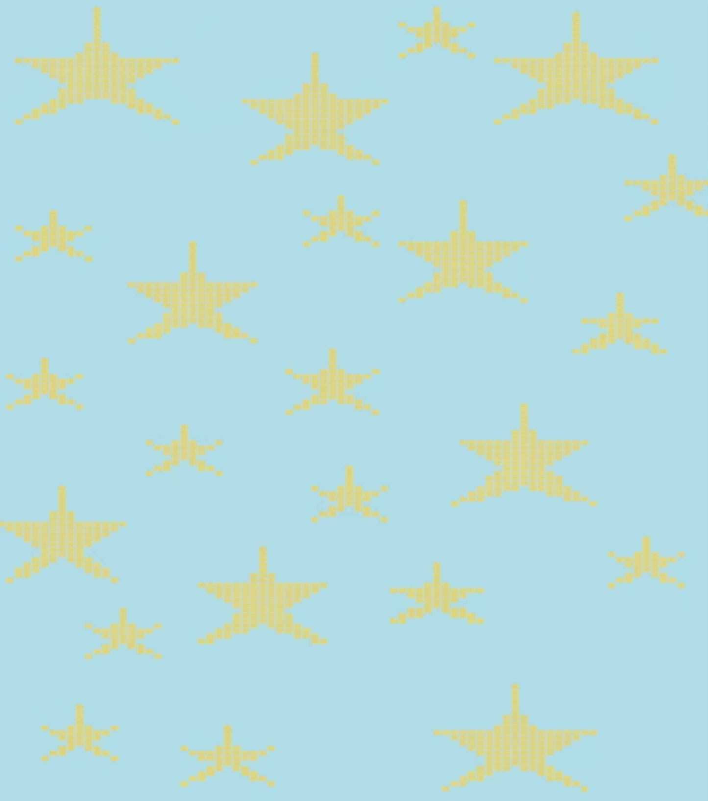 Pattern of yellow stars on a light blue background