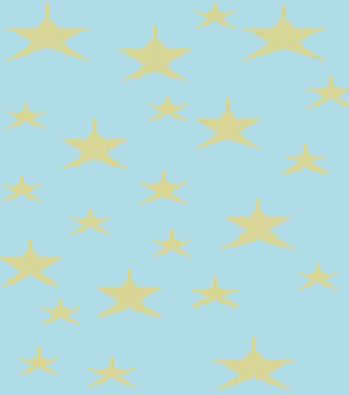 Pattern of yellow stars on a light blue background