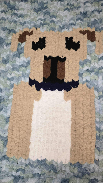  dog design blanket on a textured background