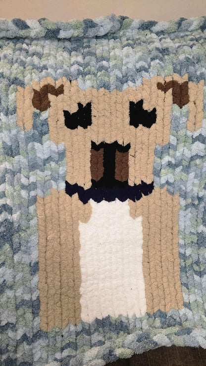 Blanket with a dog design on a textured background