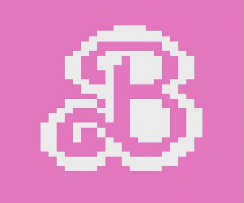 Pixelated number '8' on a pink background