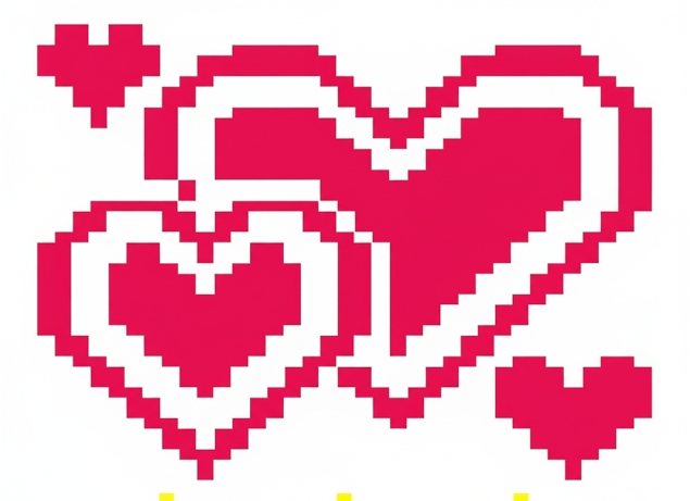 Pixelated heart design on a white background