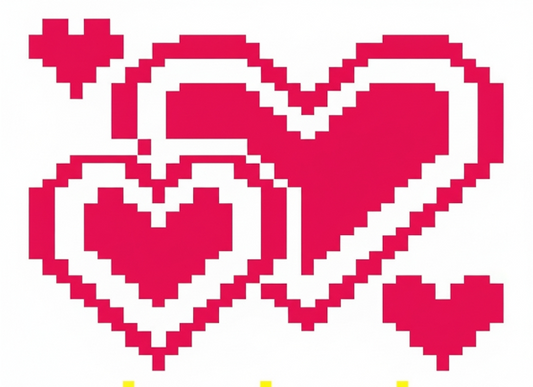Pixelated heart design on a white background
