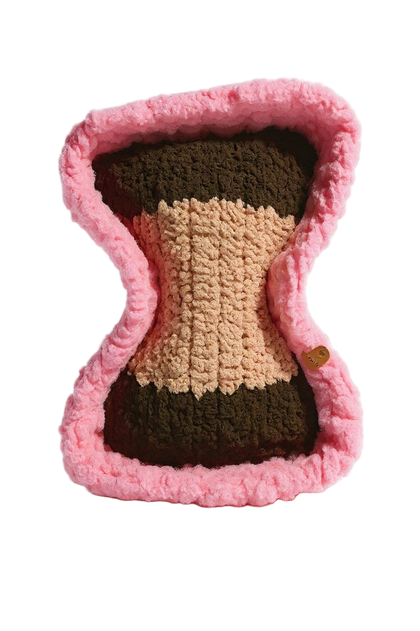 Soft Pink-Brown-Taupe Striped Bone Haven Pet Bed