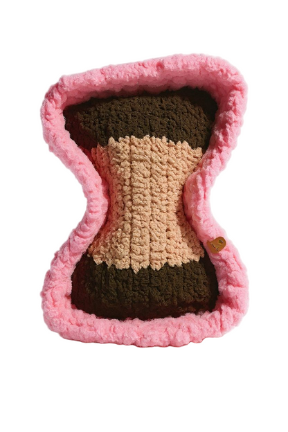 Soft Pink-Brown-Taupe Striped Bone Haven Pet Bed