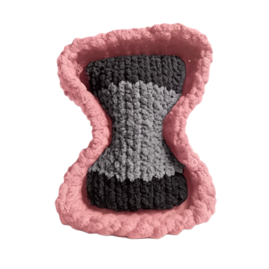 Soft Pink-Dark Gray-Light Gray Striped Bone Haven Pet Bed