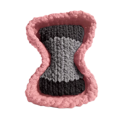 Soft Pink-Dark Gray-Light Gray Striped Bone Haven Pet Bed