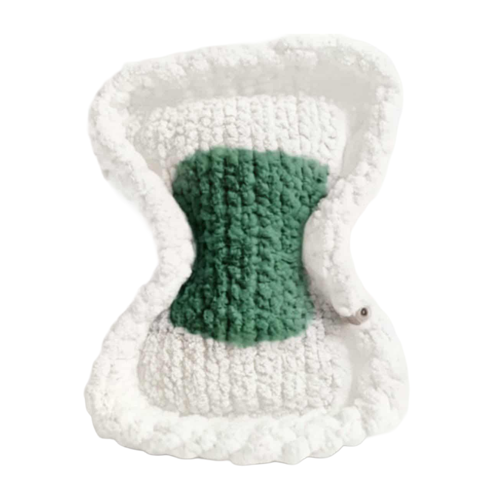 White-Forest Green Striped Bone Haven Pet Bed
