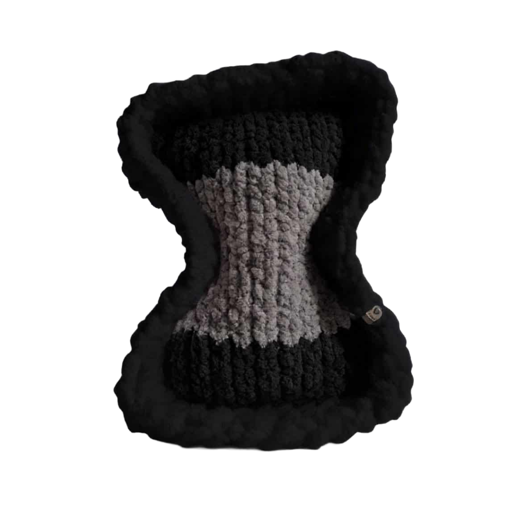 Black-Dark Gray Striped Bone Haven Pet Bed