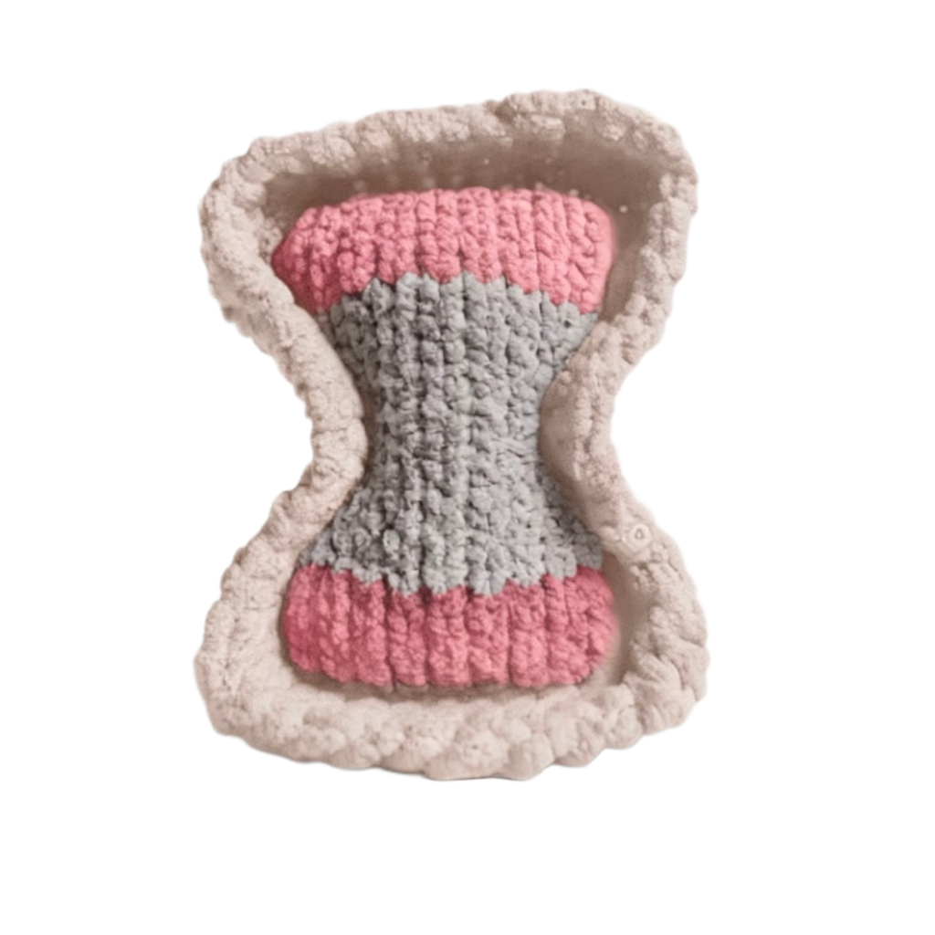 Ivory-Bridesmaid Pink-Light Gray Striped Bone Haven Pet Bed